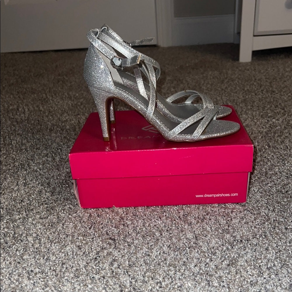 Dream Pairs Silver Stiletto Heels Strappy Design